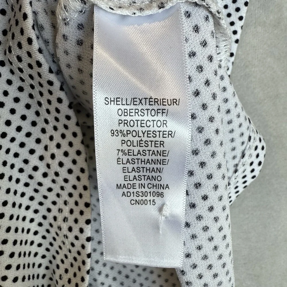 Adrianna Papell‎ Blouse Top Womens Small White Polka Dot Flutter Sleeve Elegant
